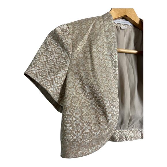 Express Design Studio Gold Metallic Bolero Jacket Iridescent Cropped Formal 4 - Picture 6 of 8